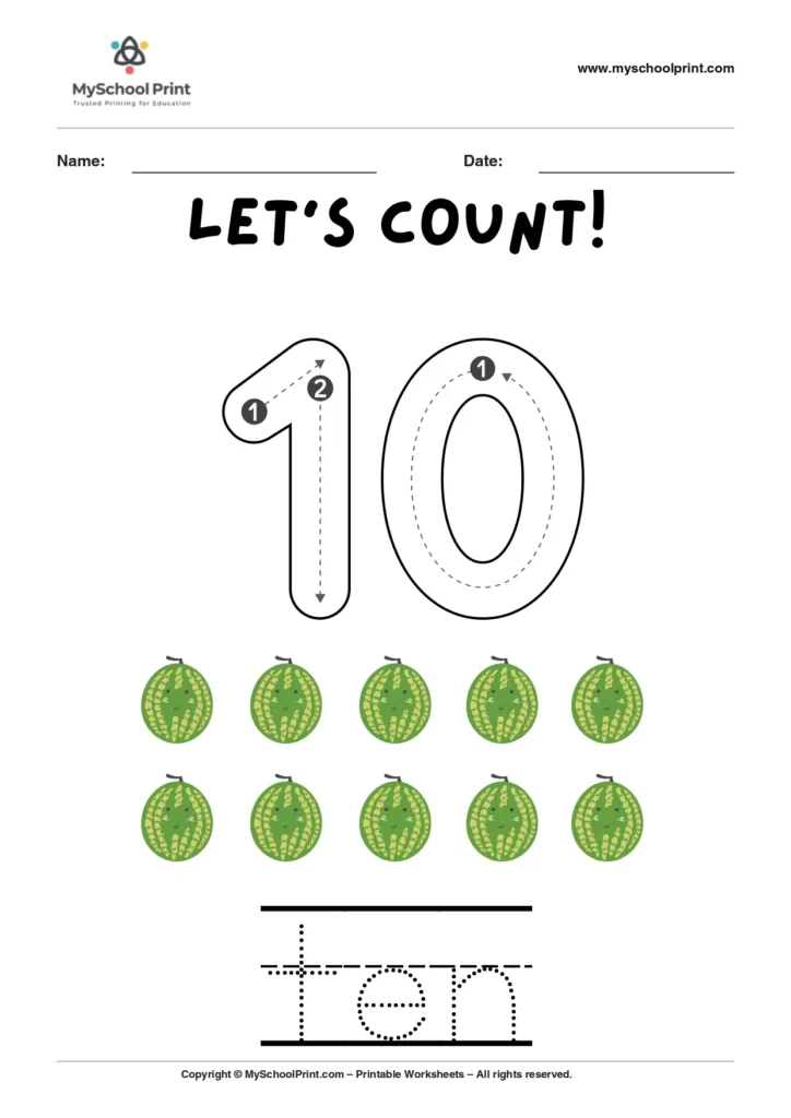 Number 10 coloring worksheet