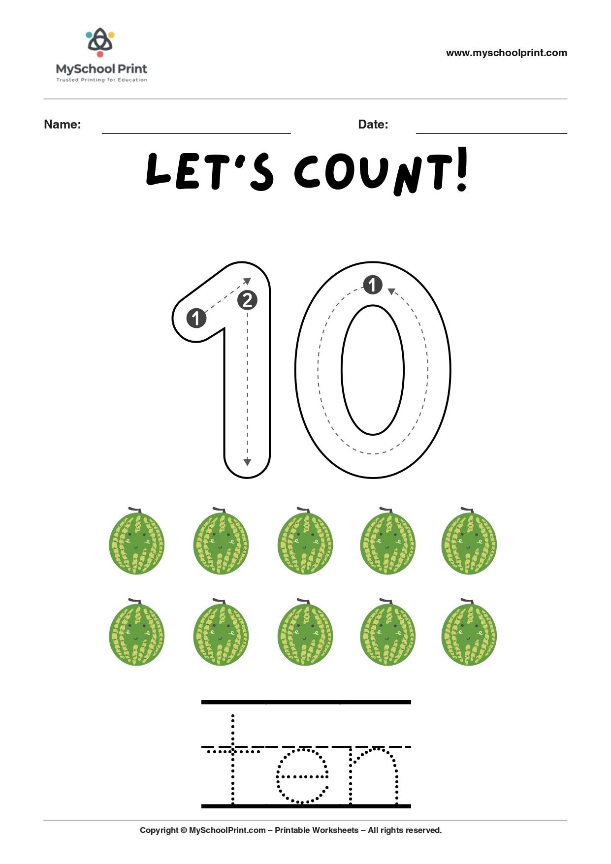 Number 10 coloring worksheet