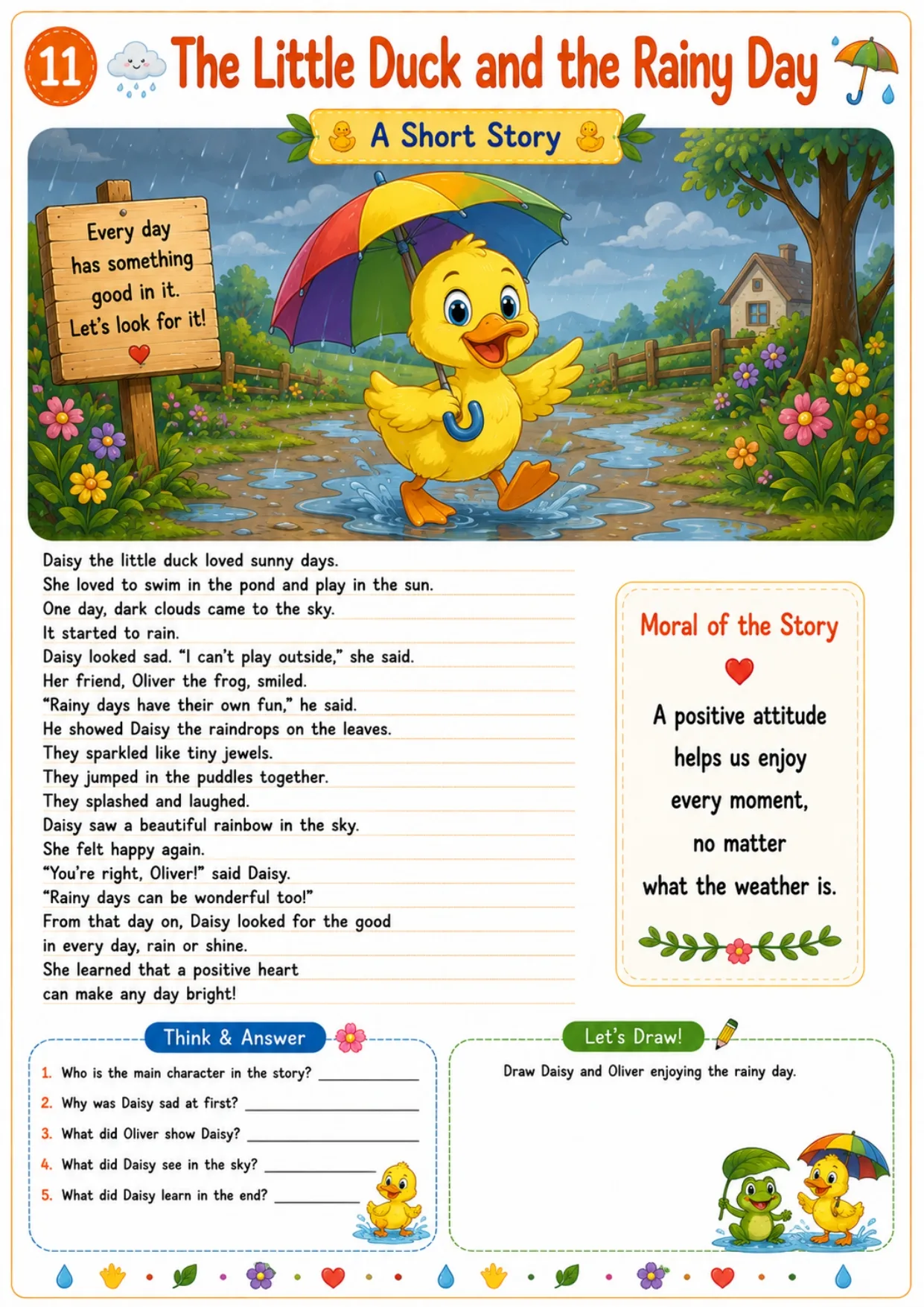 Animal story worksheet for kids 11
