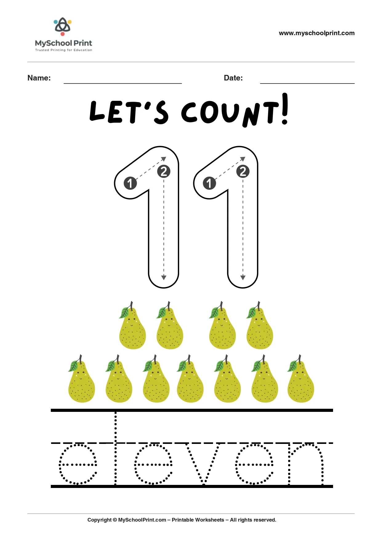 Number 11 coloring worksheet