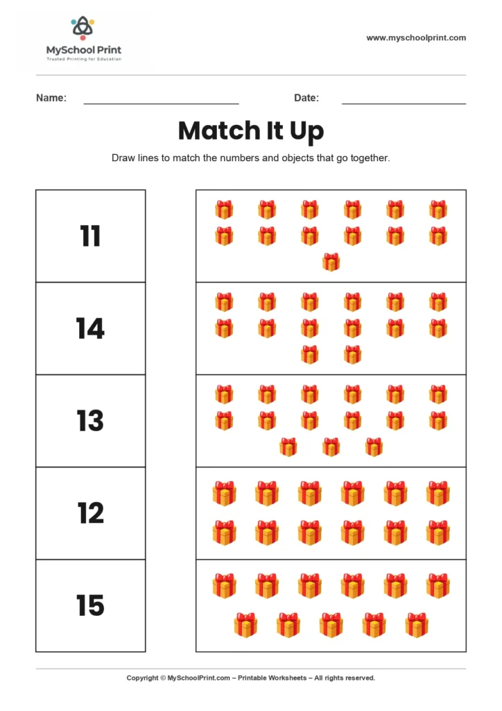 Number 11 matching worksheet