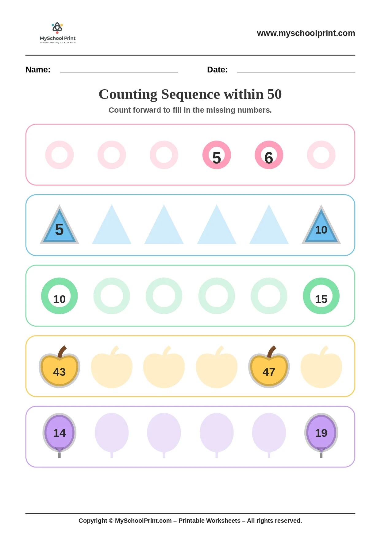 Number sequencing worksheet 11