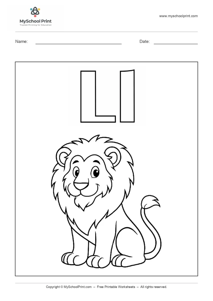 Alphabet letter l coloring worksheet