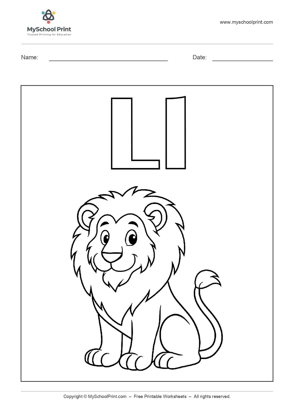 Alphabet letter l coloring worksheet