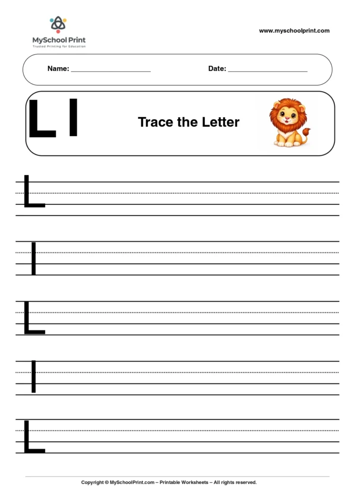 Uppercase and lowercase letter l worksheet