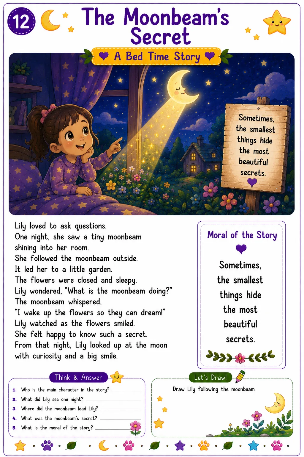 Fun printable bedtime story for children