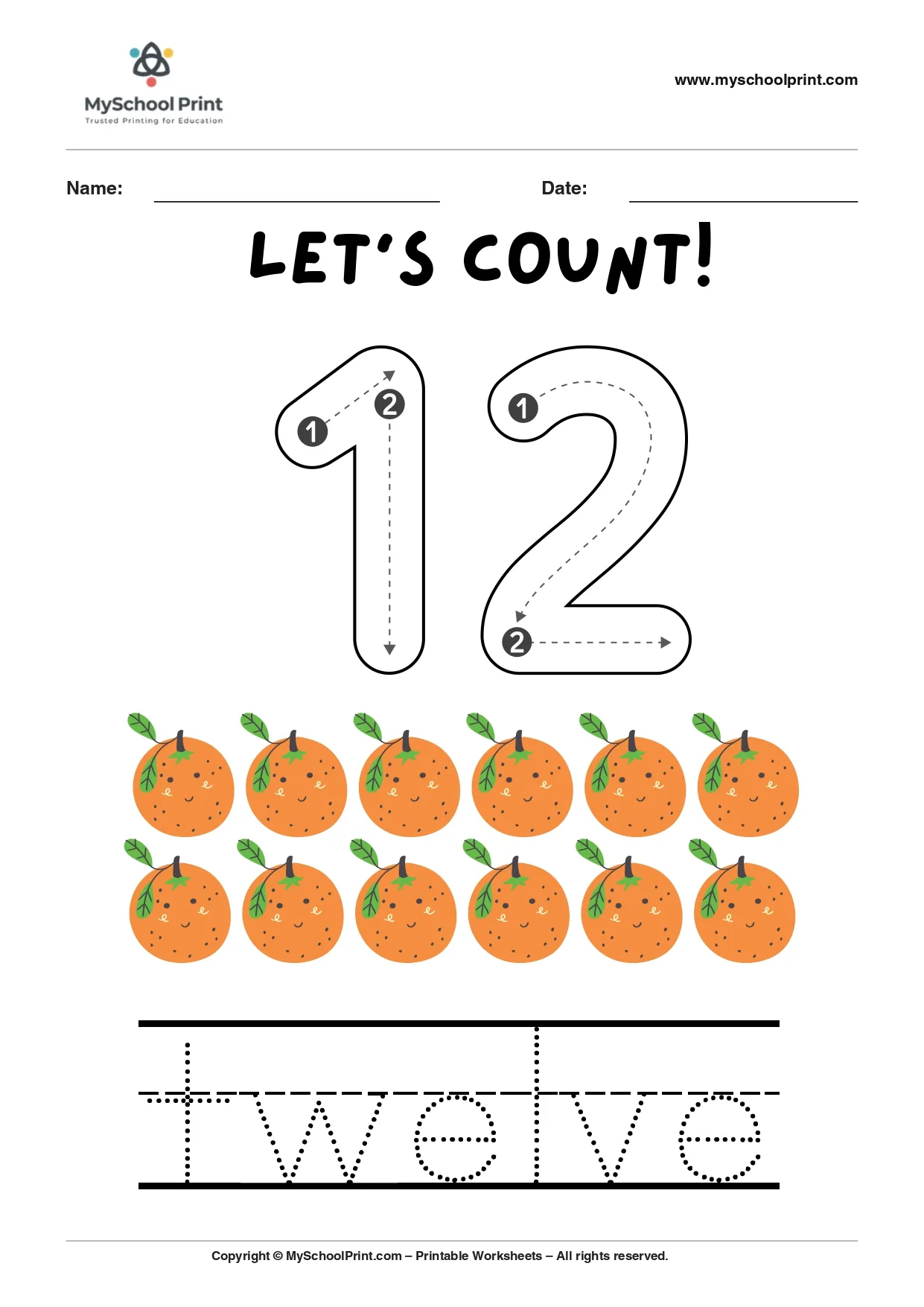 Number 12 coloring worksheet