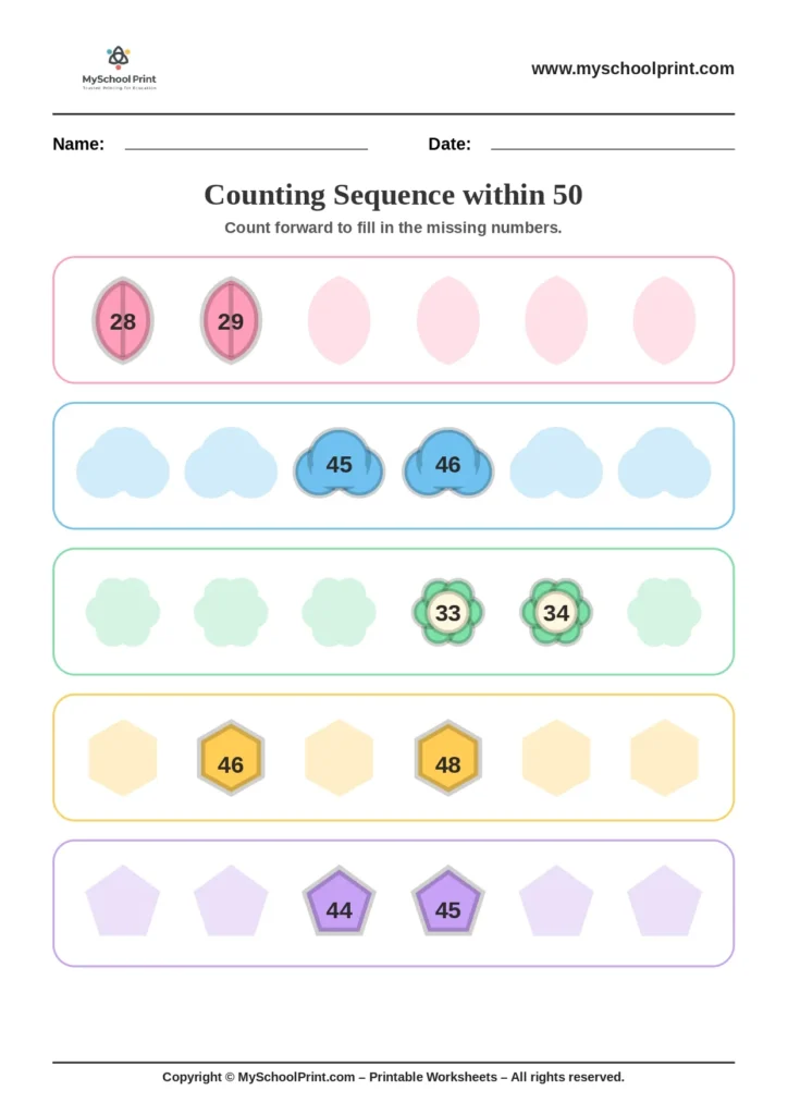 Number sequencing worksheet 12