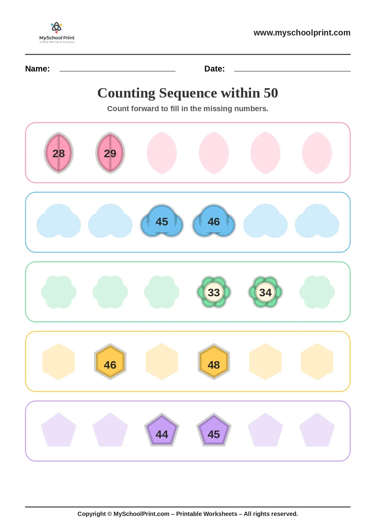Number sequencing worksheet 12