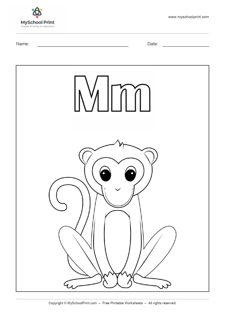Alphabet letter m coloring worksheet