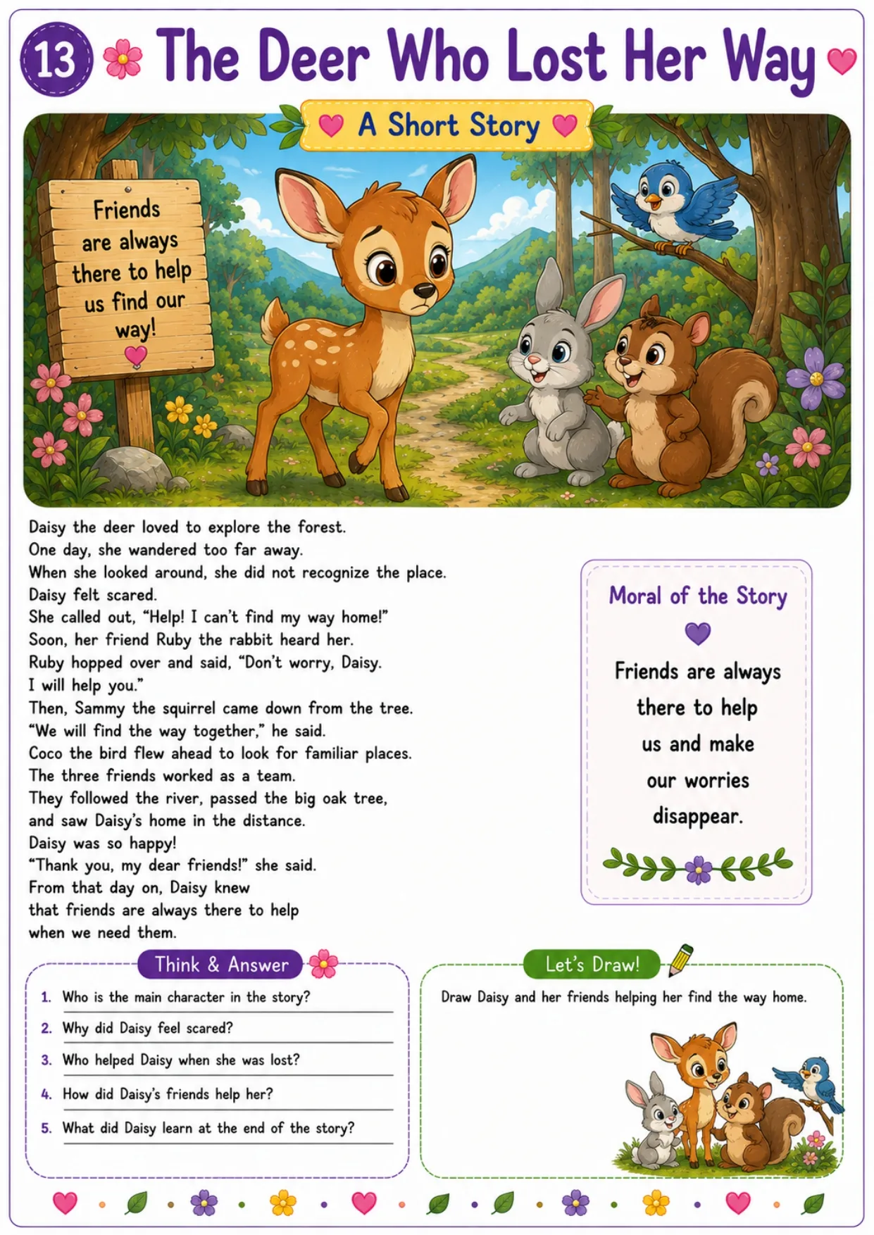 Animal story worksheet for kids 13