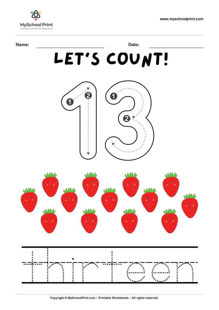 Number 13 coloring worksheet