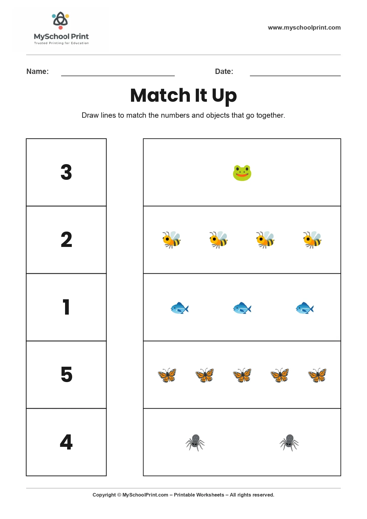 Number 13 matching worksheet