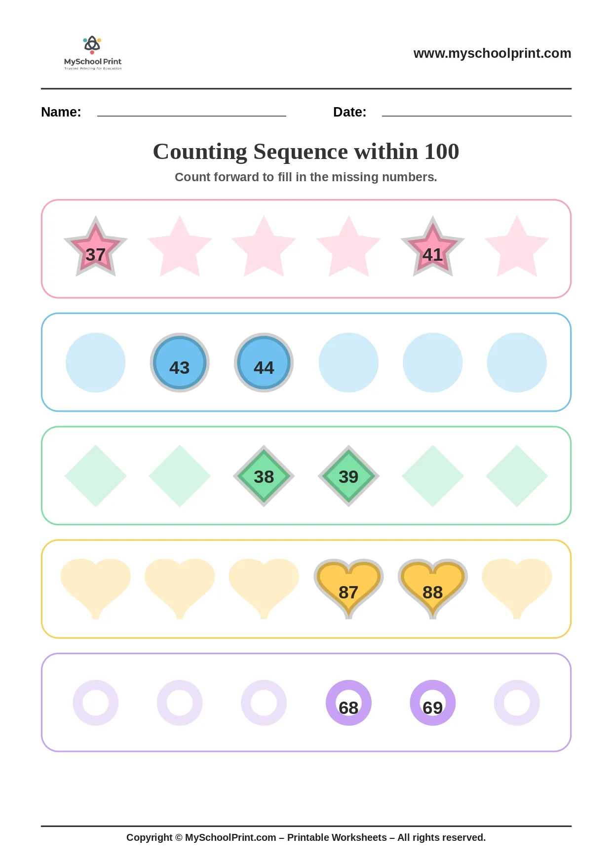 Number sequencing worksheet 13