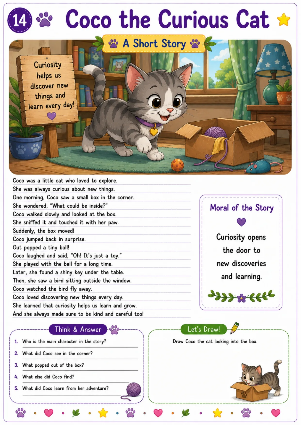 Animal story worksheet for kids 14