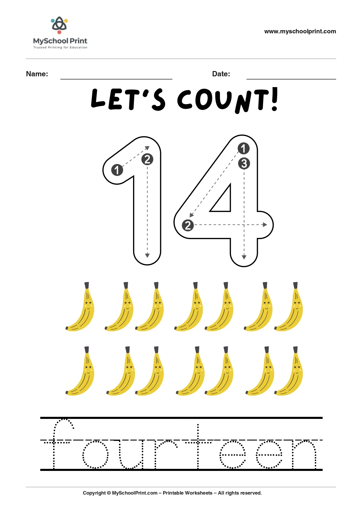 Number 14 coloring worksheet