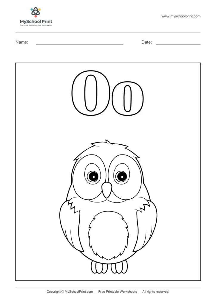 Alphabet letter o coloring worksheet