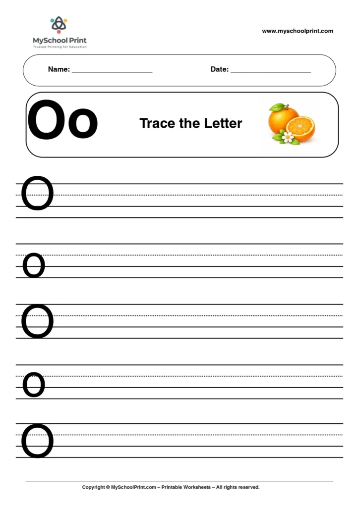 Uppercase and lowercase letter o worksheet