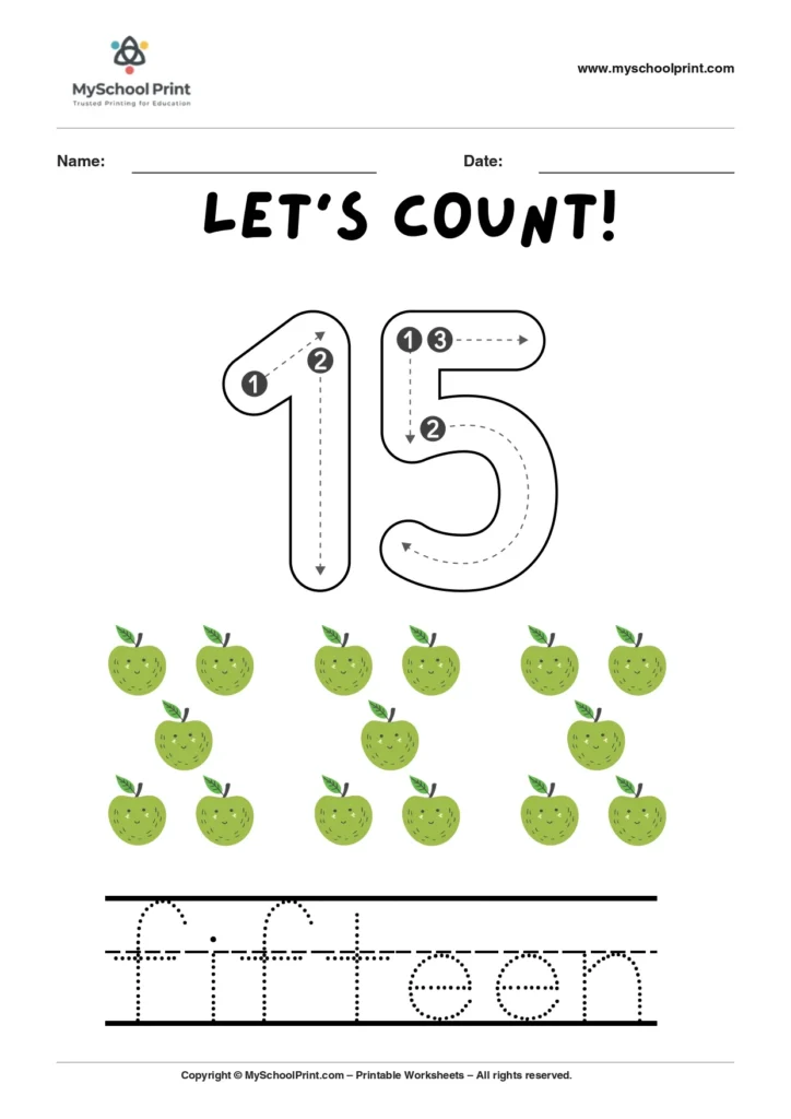 Number 15 coloring worksheet