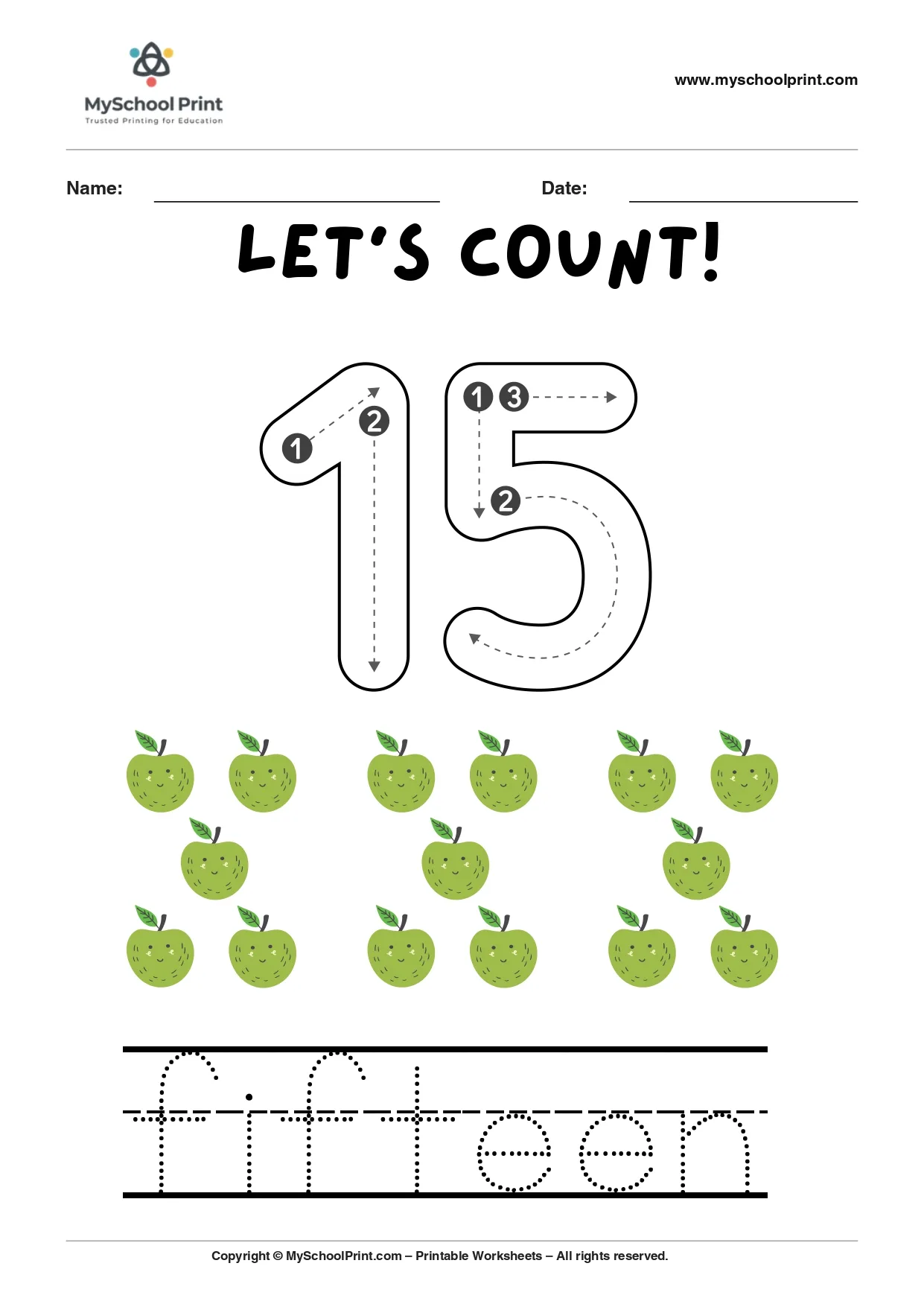 Number 15 coloring worksheet