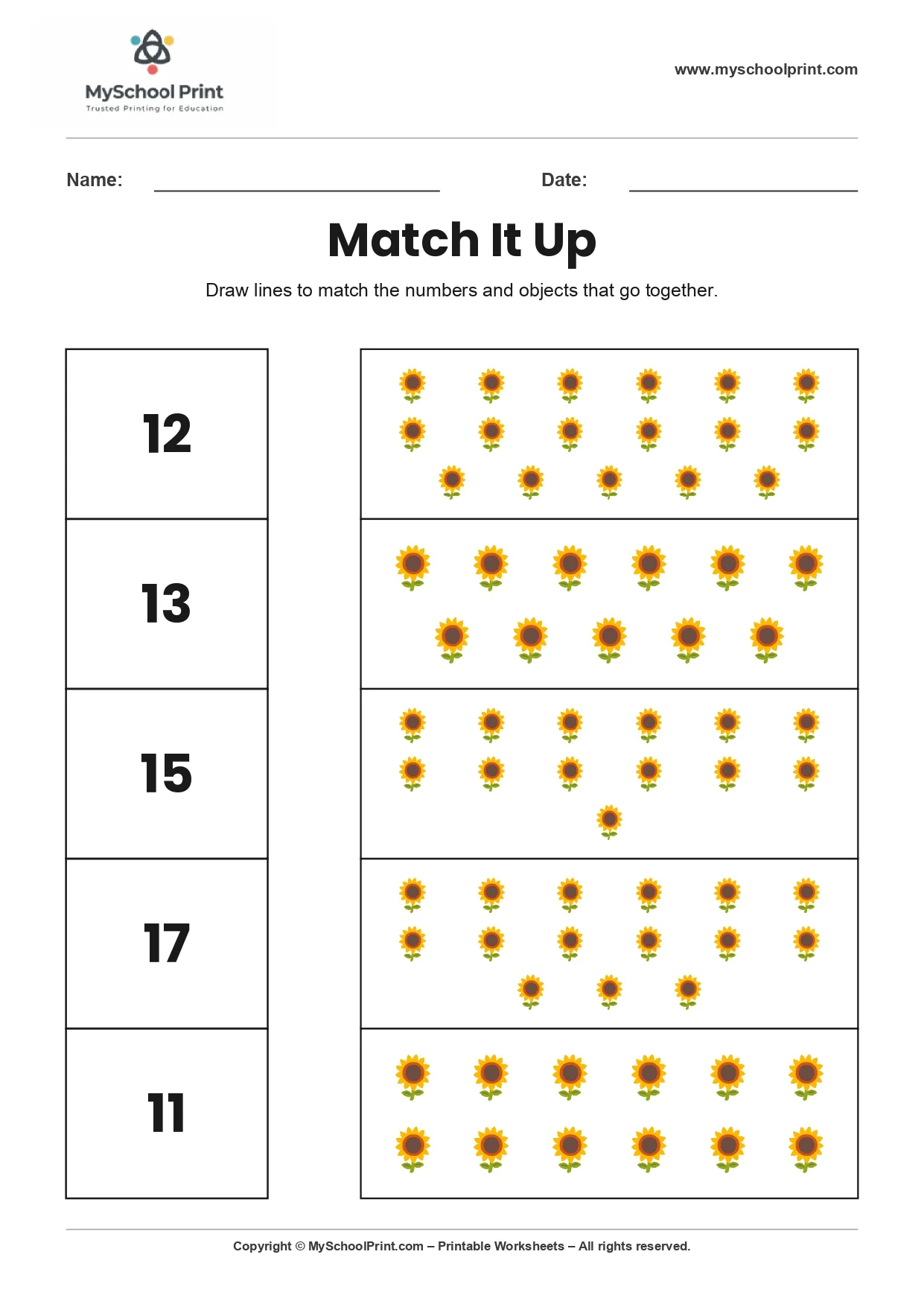 Number 15 matching worksheet