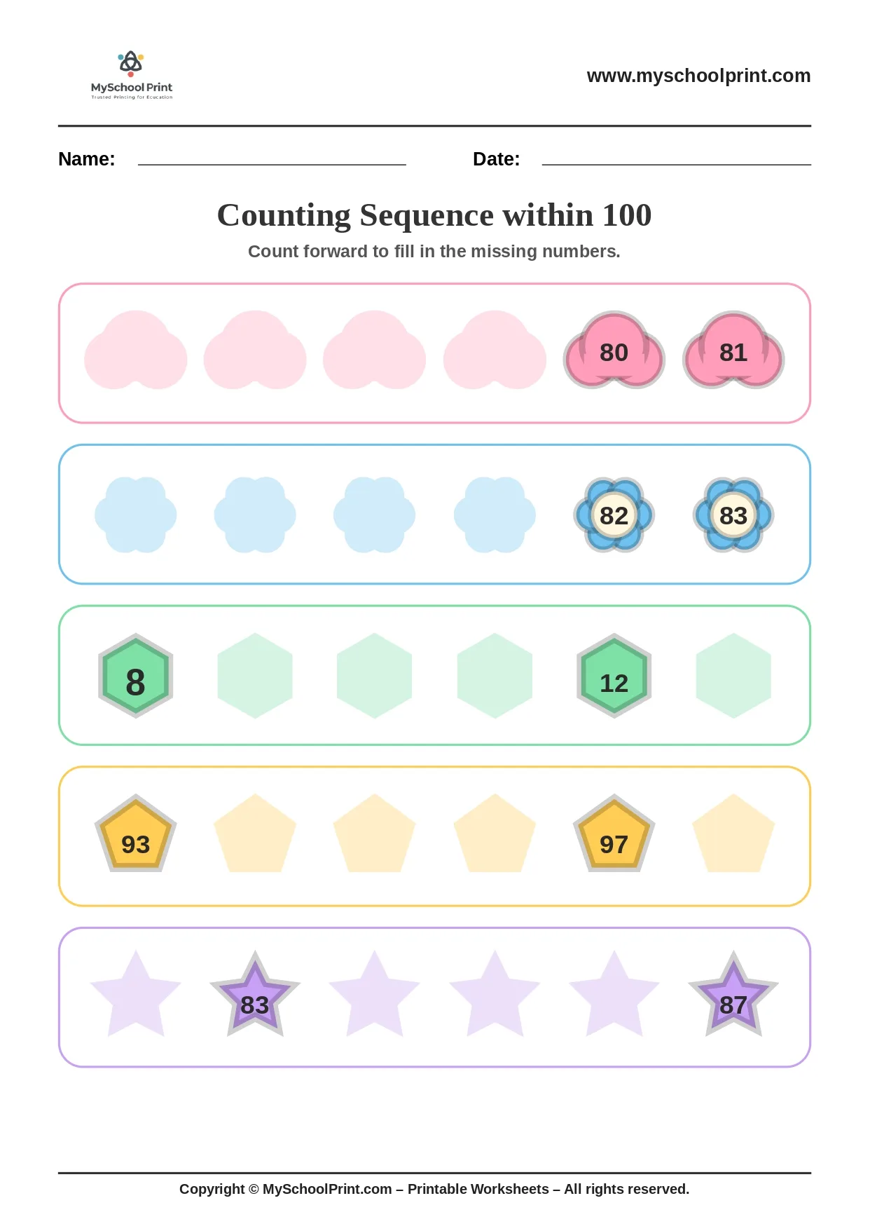 Number sequencing worksheet 15