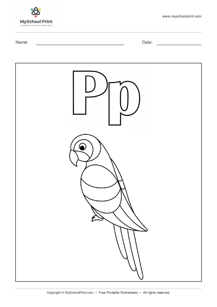 Alphabet letter p coloring worksheet