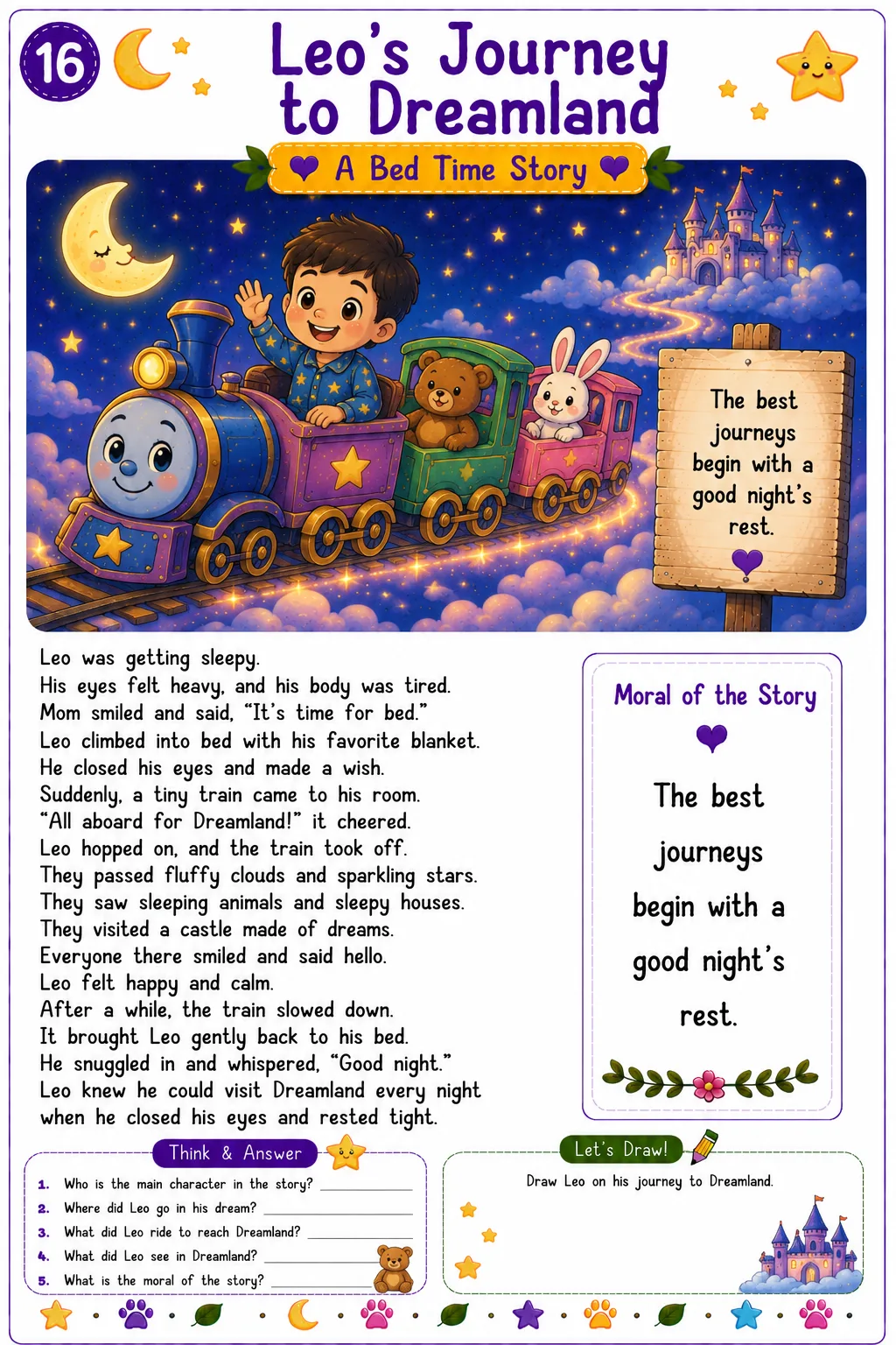 Printable story activity for young children