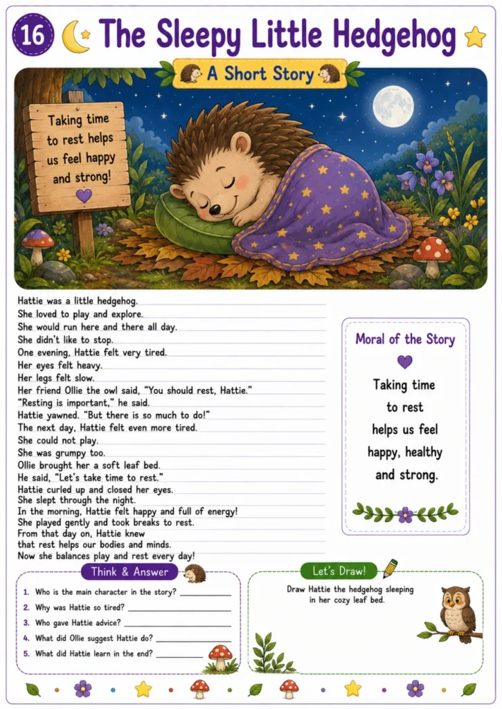Animal story worksheet for kids 16