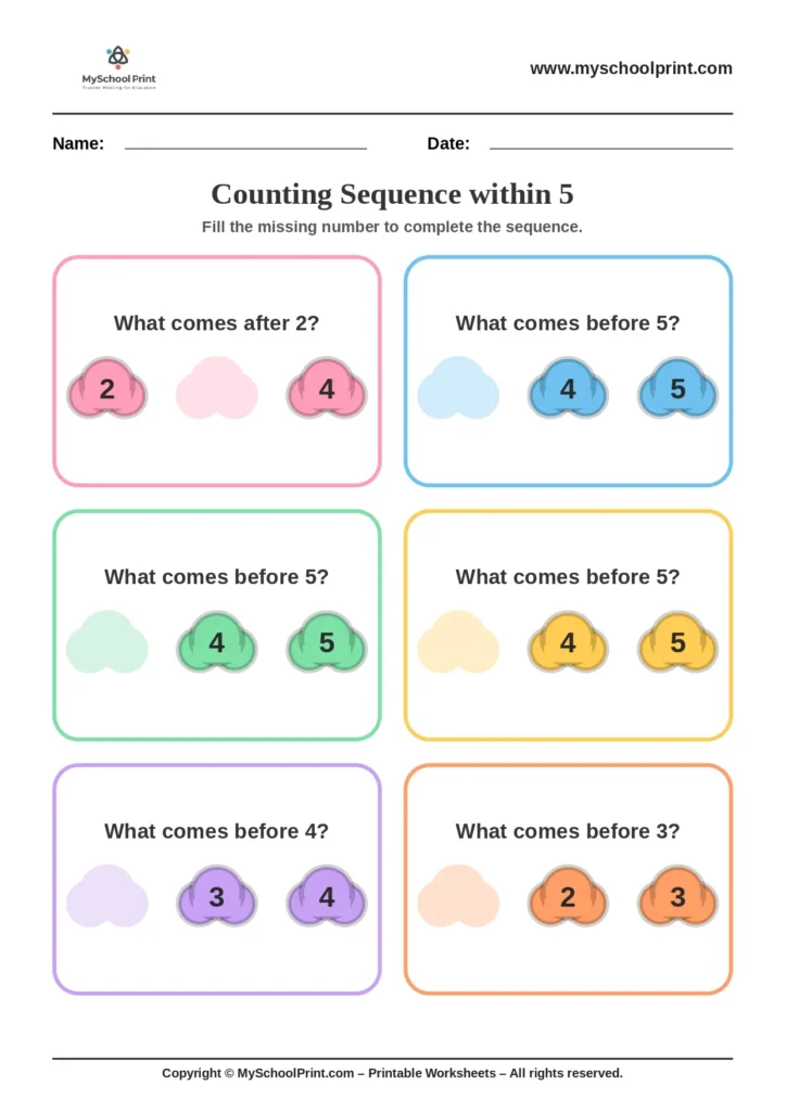 Number sequencing worksheet 16