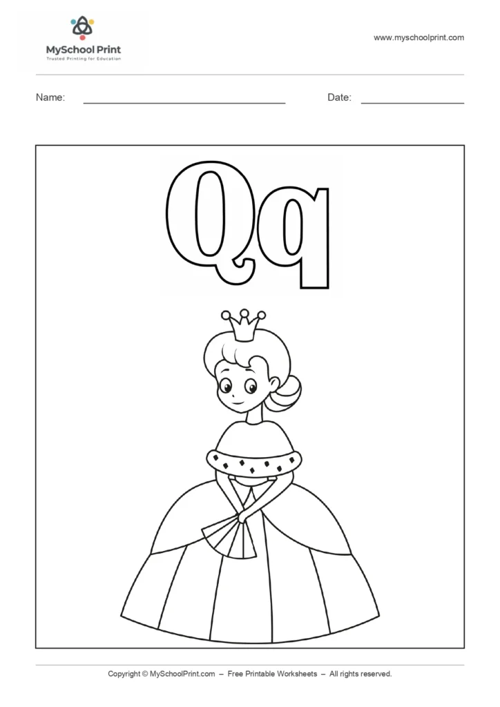 Alphabet letter q coloring worksheet