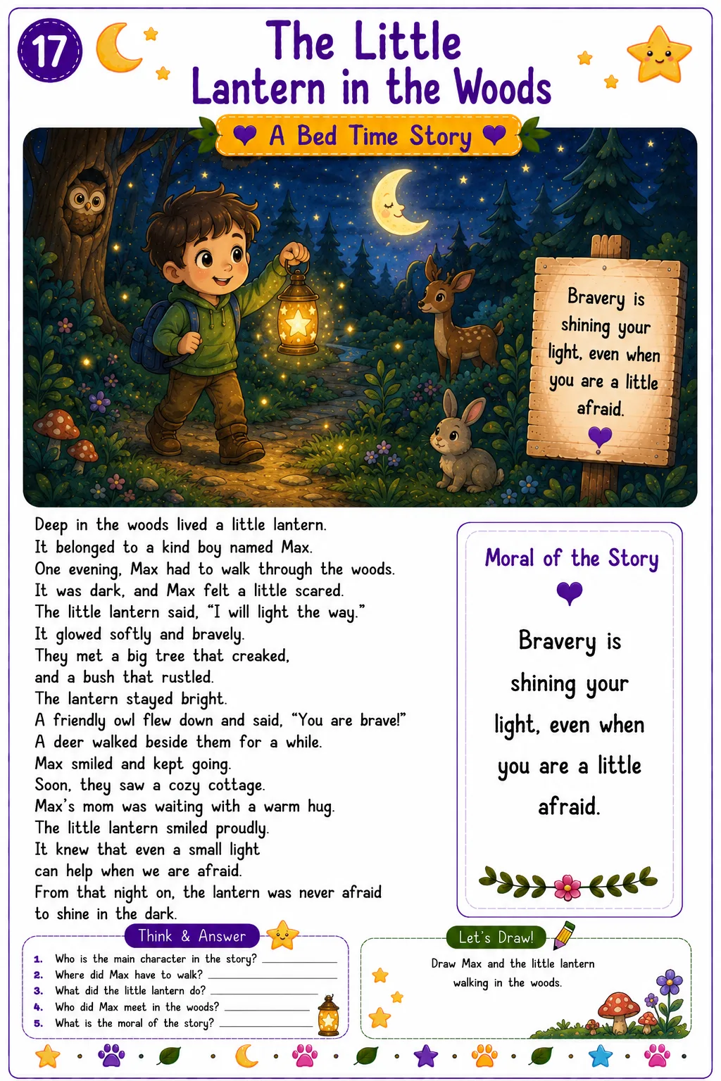 Preschool printable bedtime reading activity