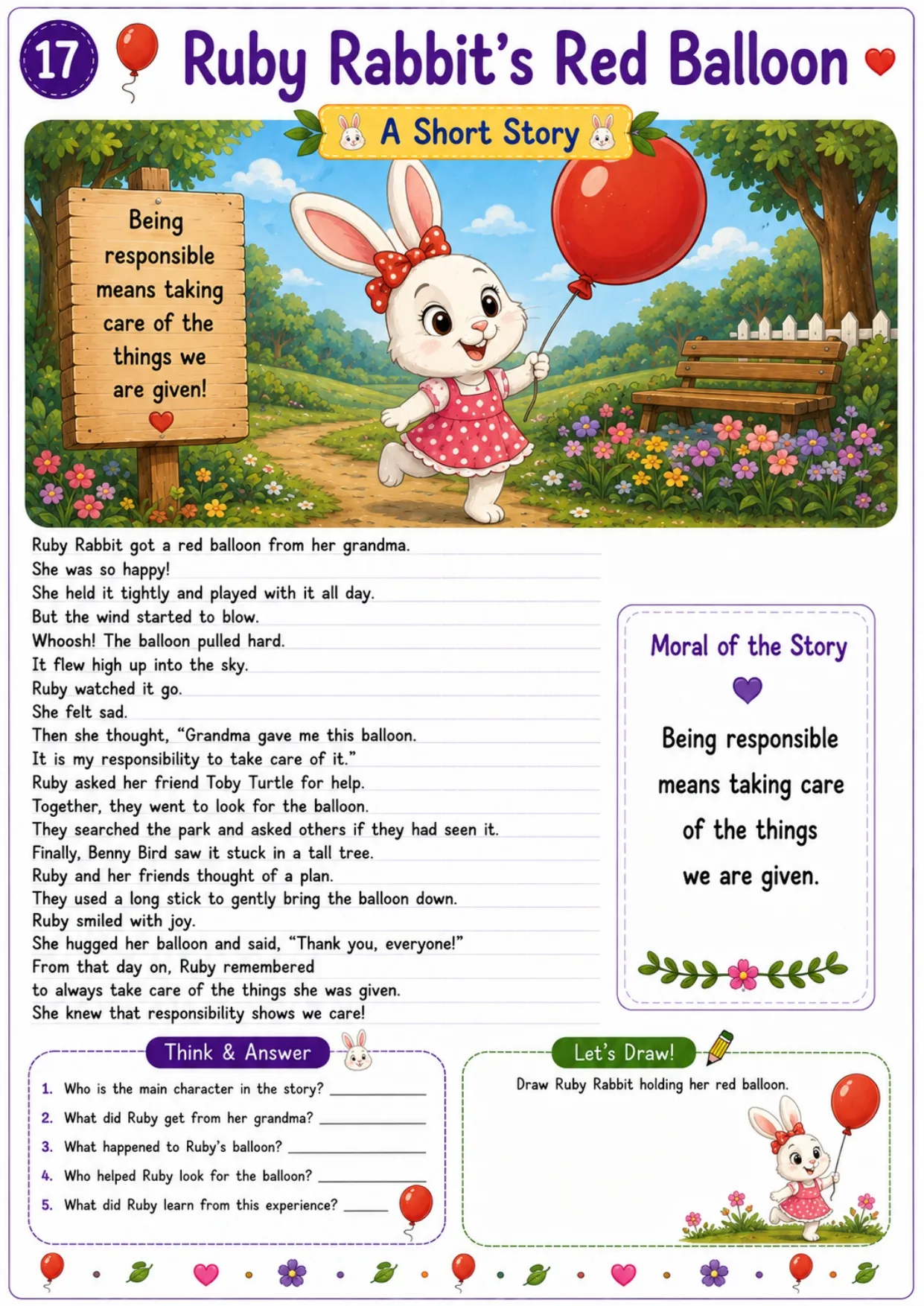 Animal story worksheet for kids 17