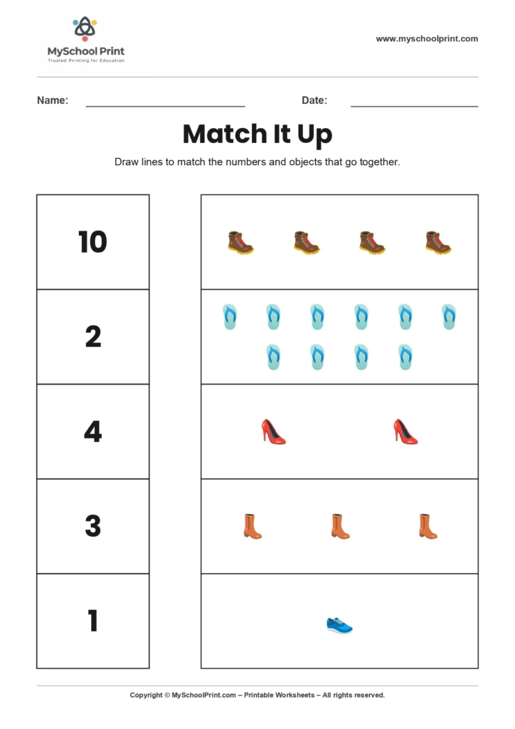 Number 17 matching worksheet