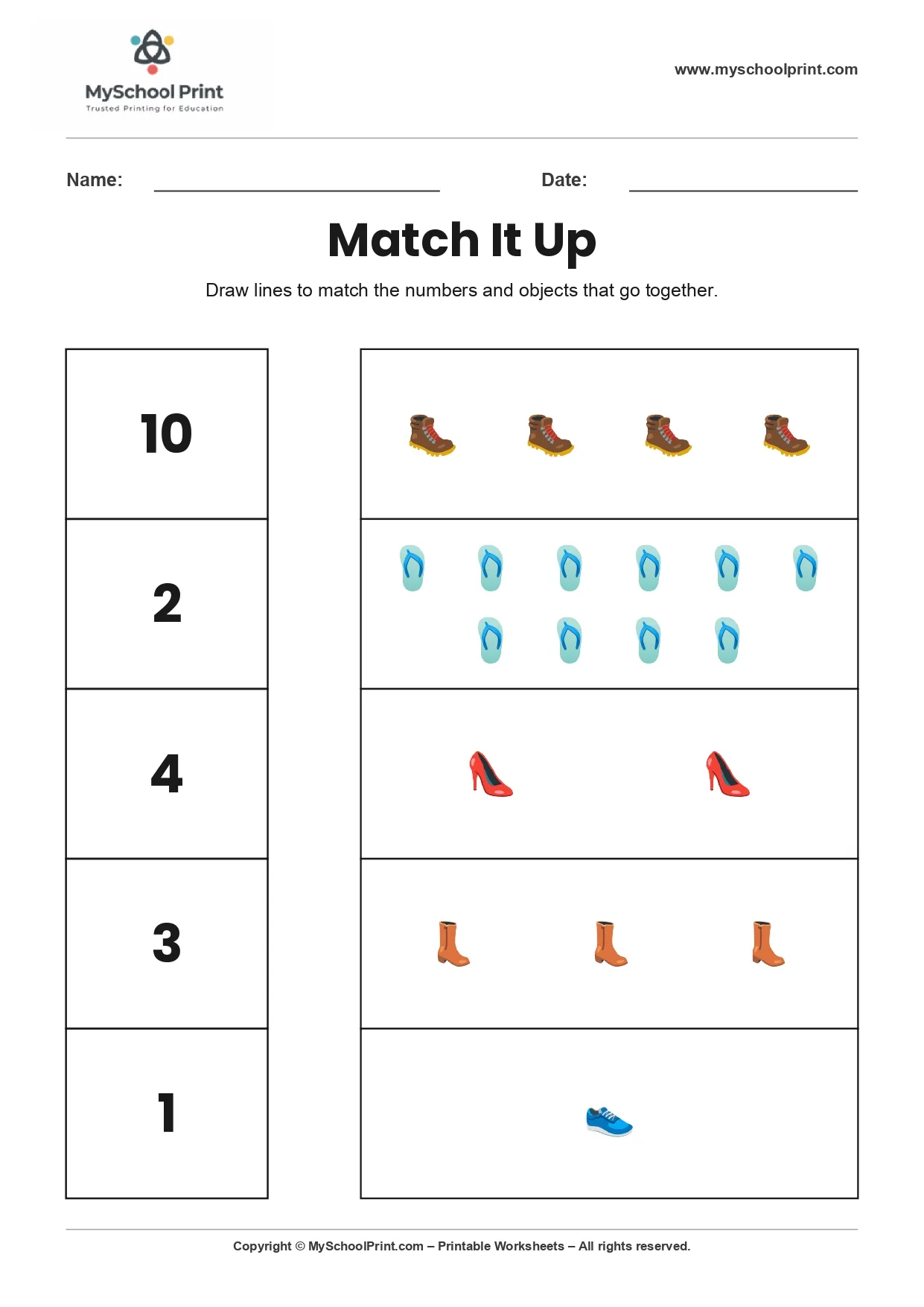 Number 17 matching worksheet