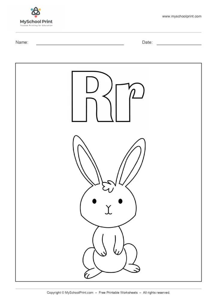 Alphabet letter r coloring worksheet