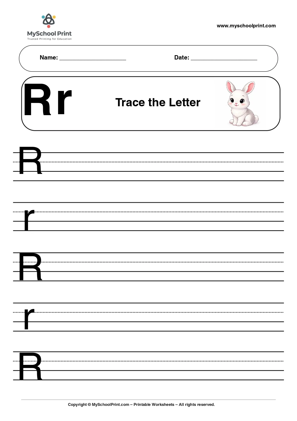 Uppercase and lowercase letter r worksheet