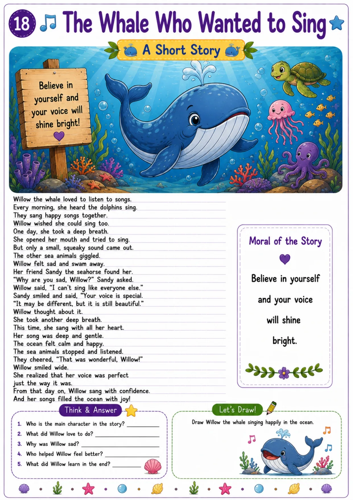 Animal story worksheet for kids 18