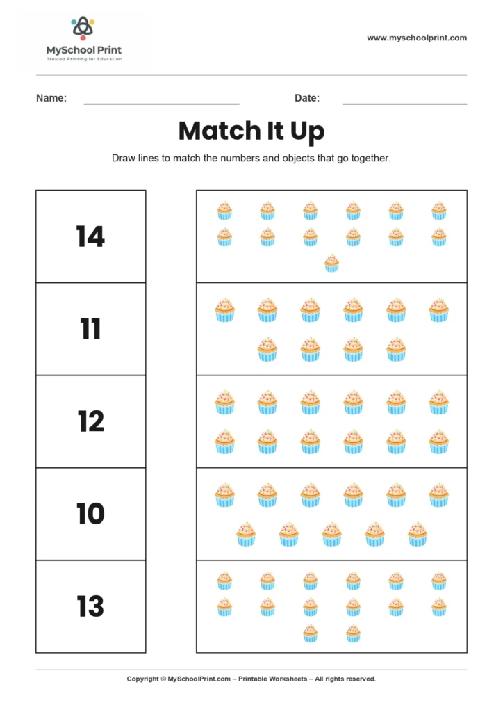 Number 18 matching worksheet