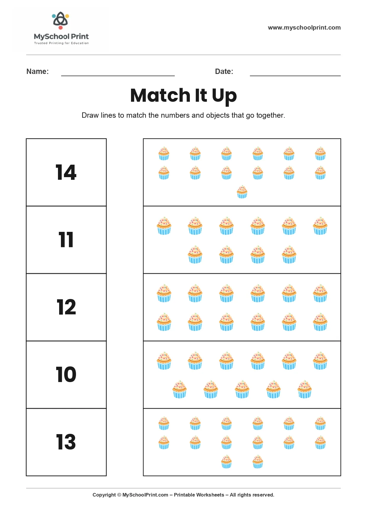 Number 18 matching worksheet