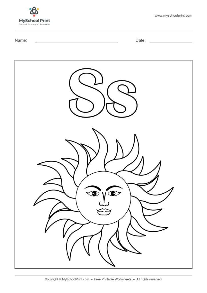 Alphabet letter s coloring worksheet