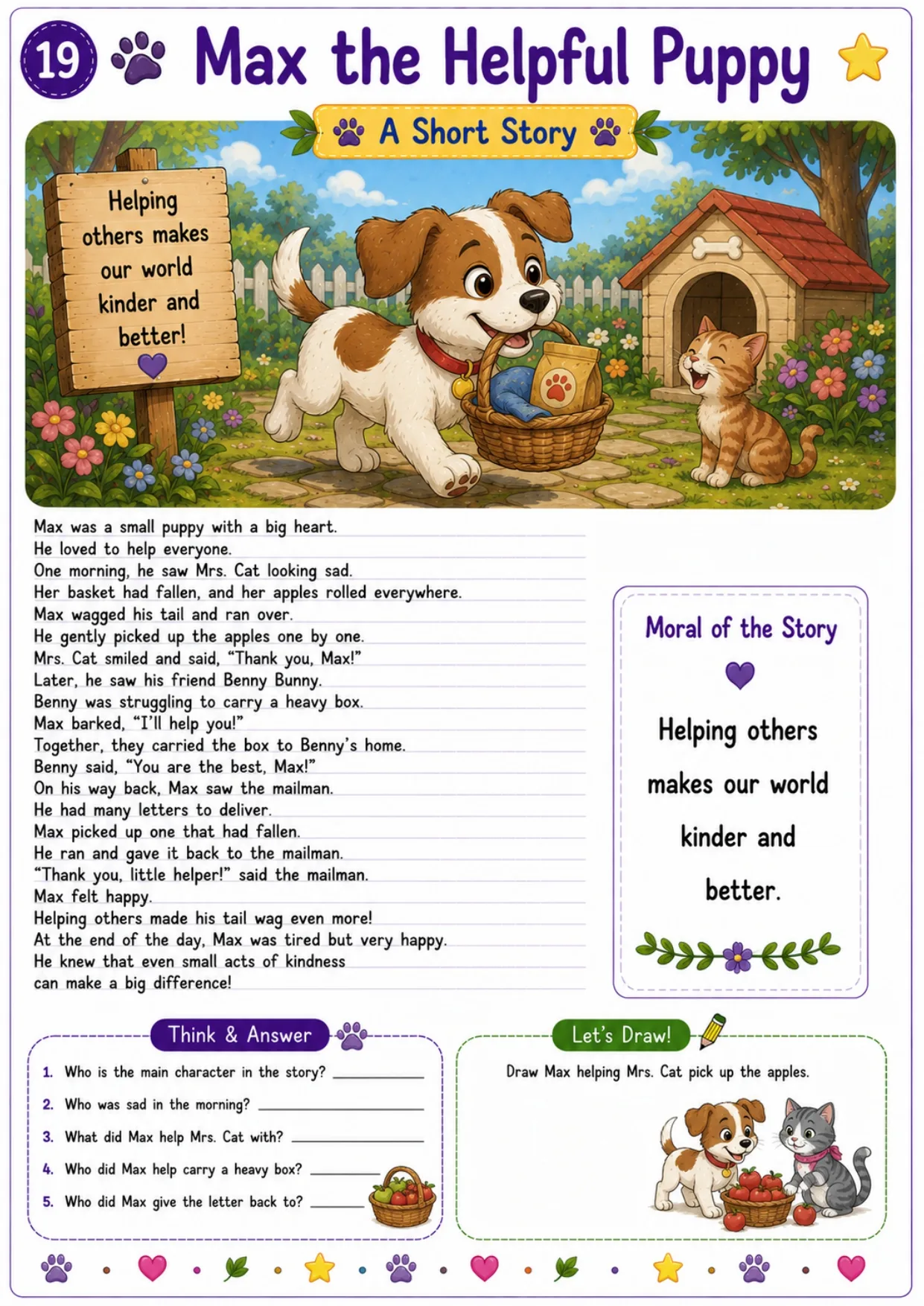 Animal story worksheet for kids 19