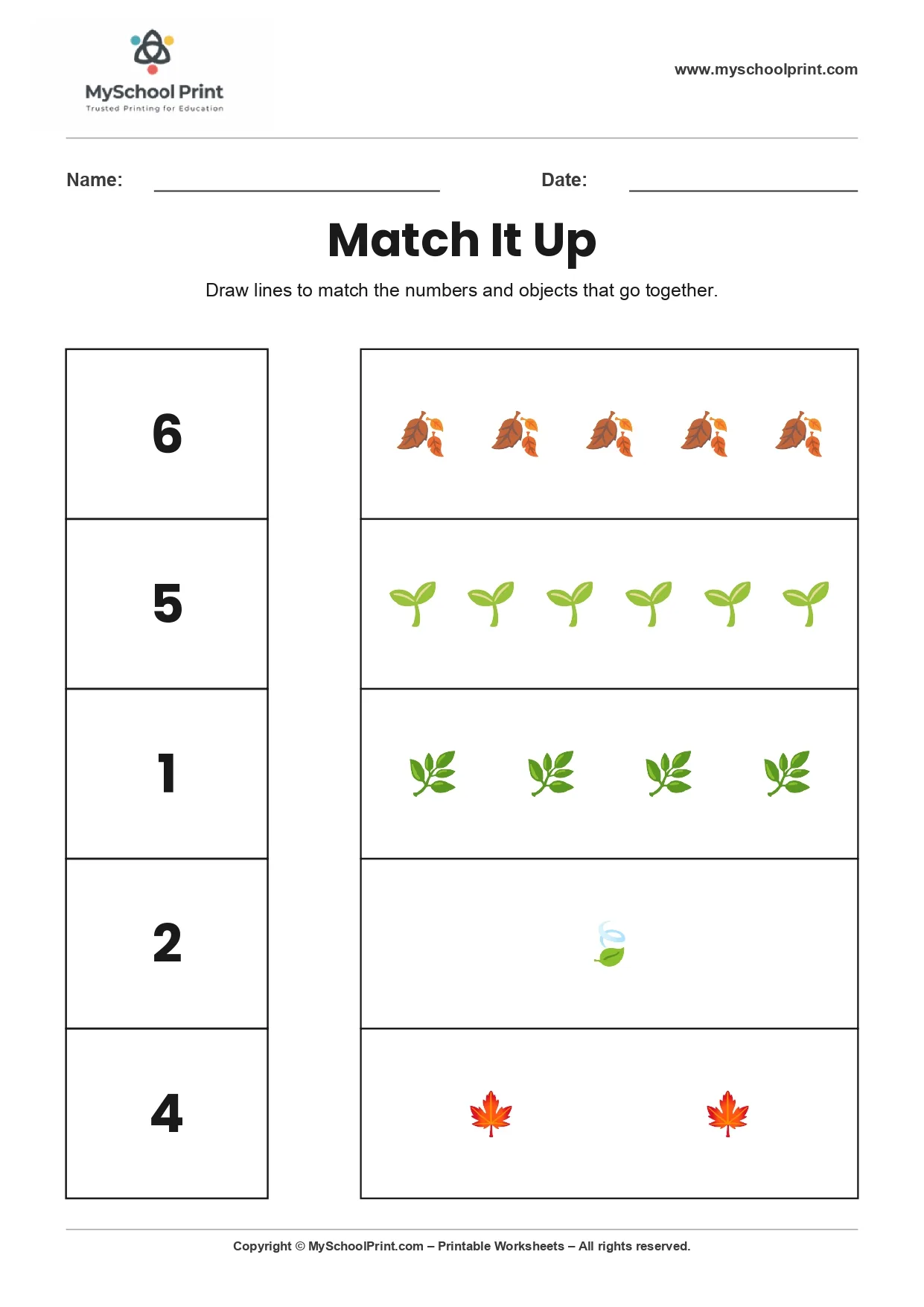 Number 19 matching worksheet