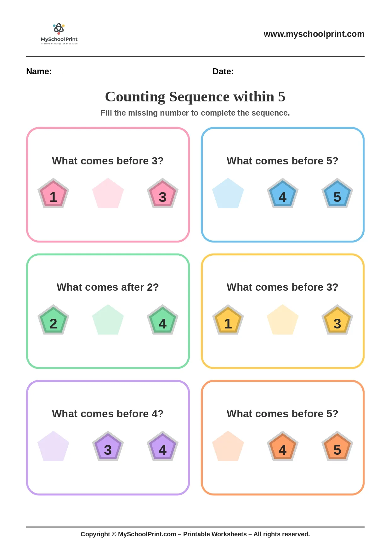 Number sequencing worksheet 19