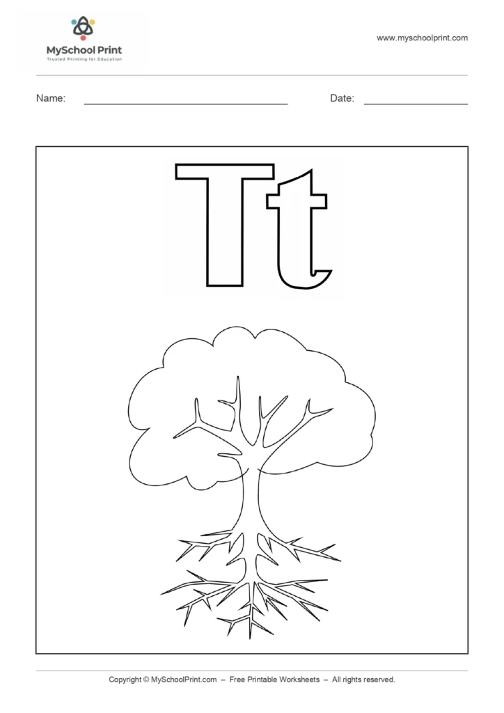 Alphabet letter t coloring worksheet