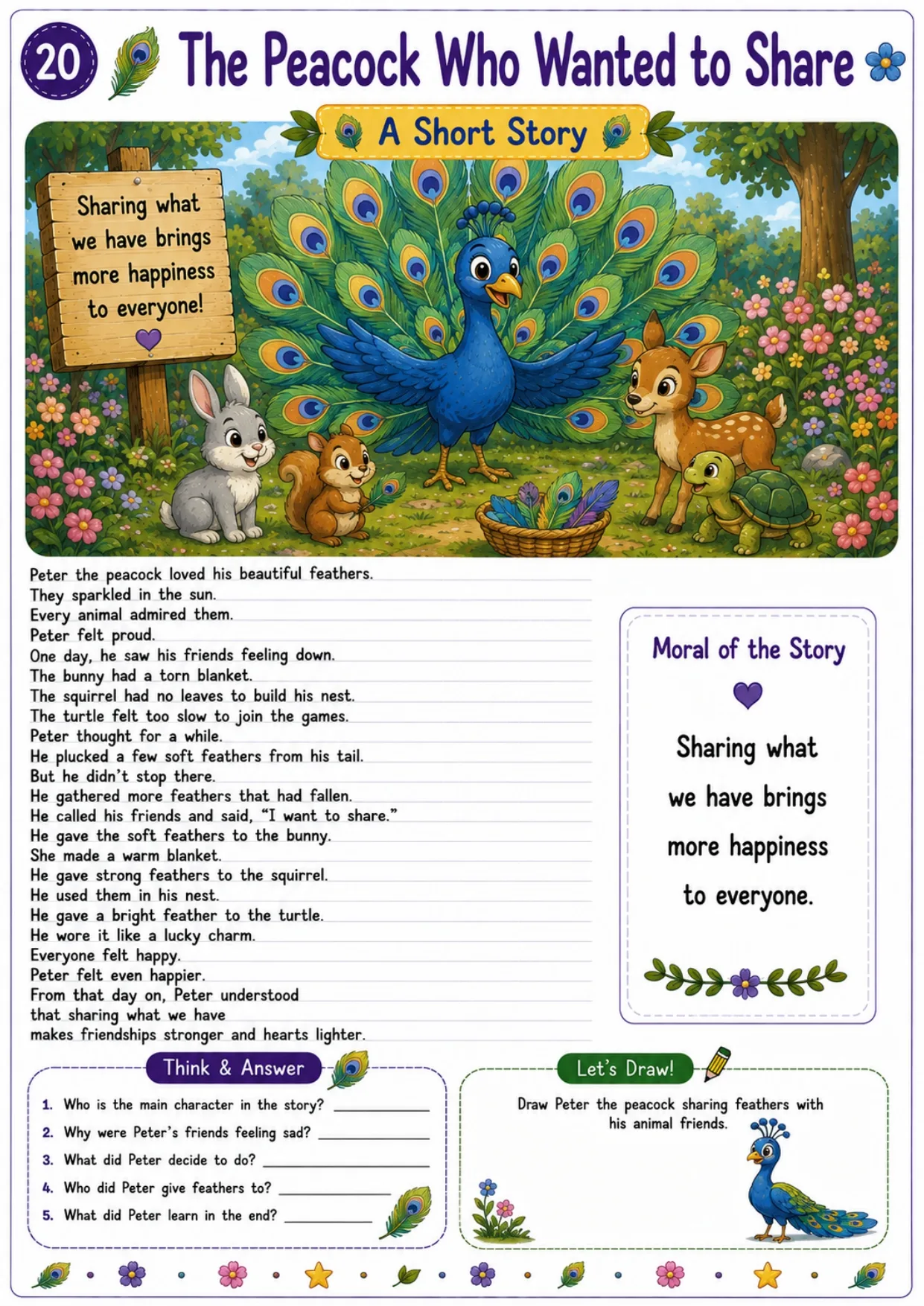 Animal story worksheet for kids 20
