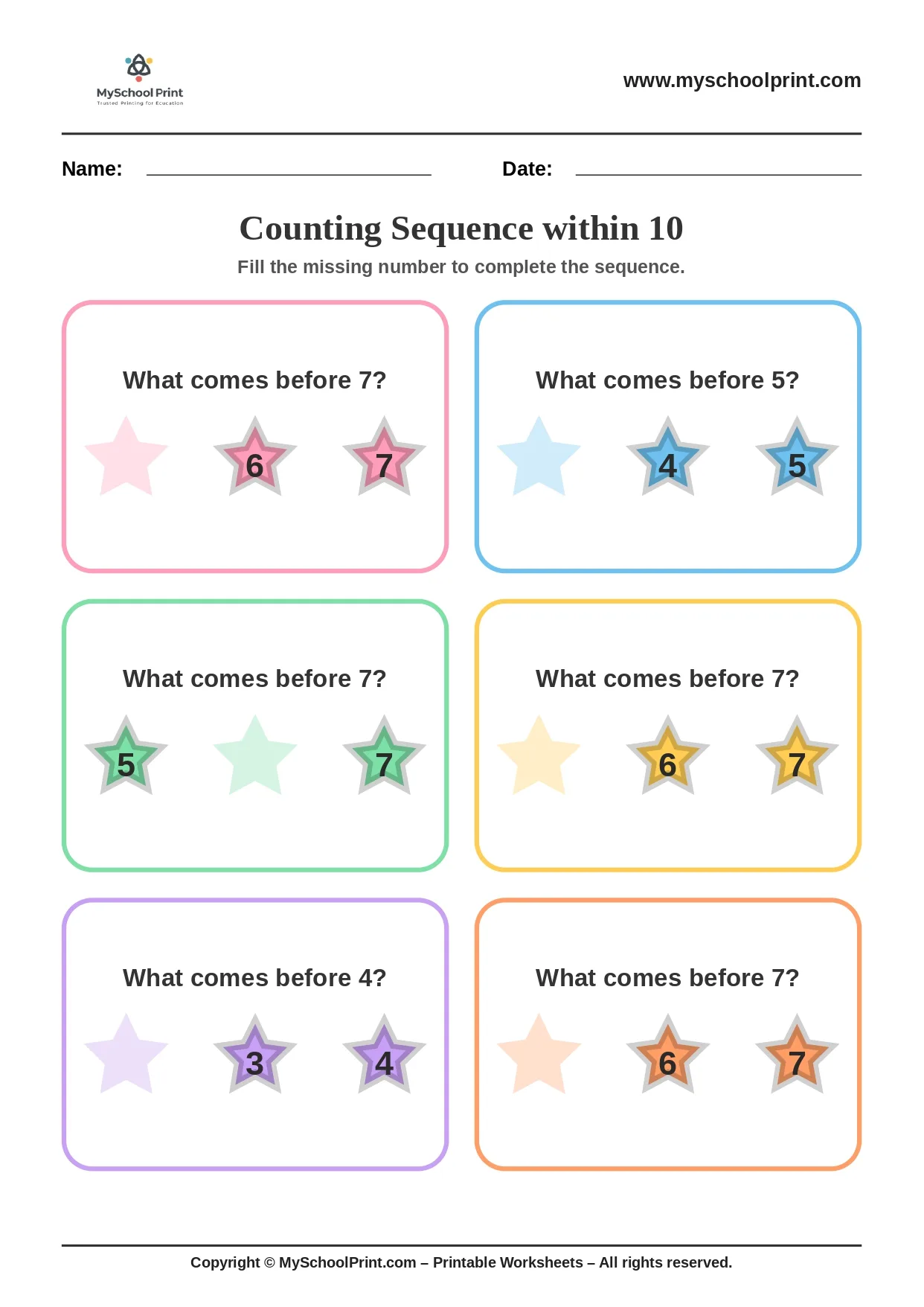 Number sequencing worksheet 20