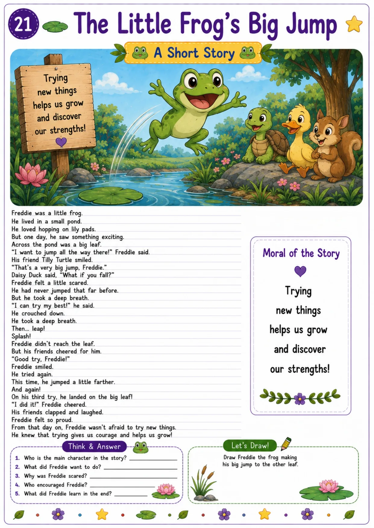 Animal story worksheet for kids 21