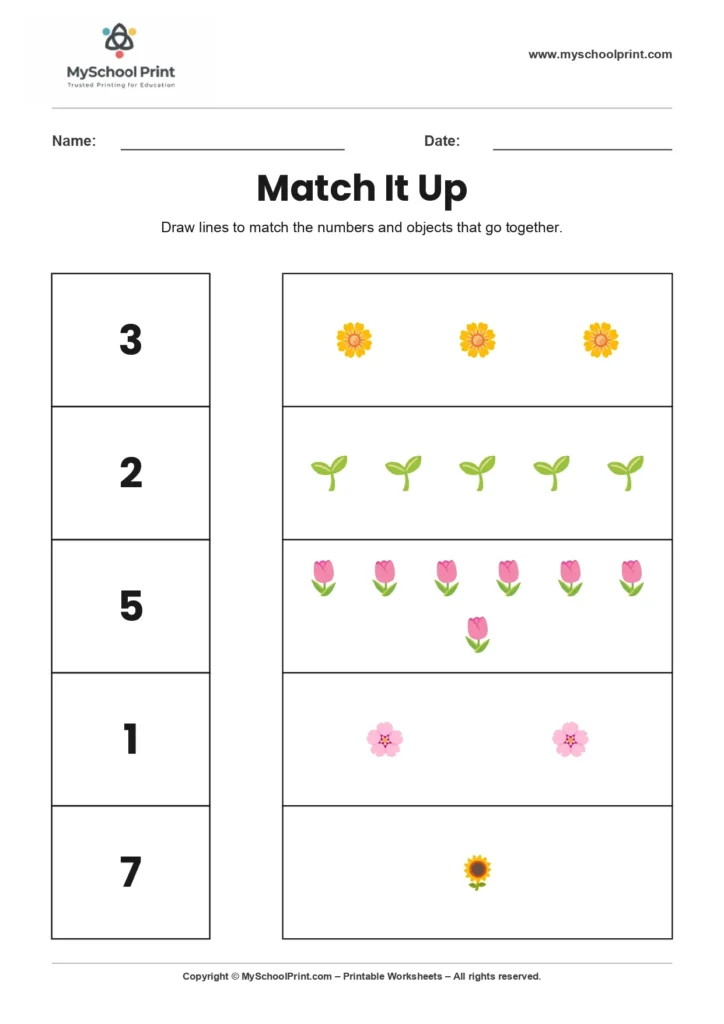 Number 21 matching worksheet
