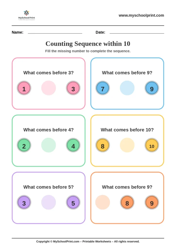 Number sequencing worksheet 21